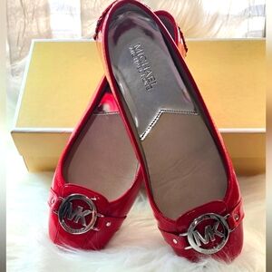 MICHAEL KORS Fulton Faux Saffiano Leather Moccasin Size 8 Chili